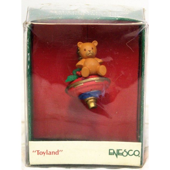 VTG 1989 Enesco Toyland Small Wonder Miniature Ornament Bear Spinning Top 566705 - Picture 2 of 15